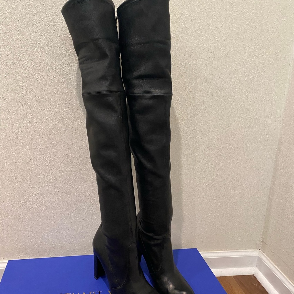 Stuart Weitzman Black Over the Knee HIGHLAND boot, Size 7.5